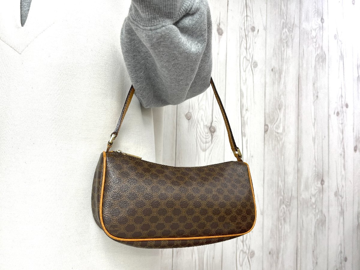 美品》 CELINE マカダム柄 ミニハンドバッグ セリーヌ ハンドバッグ 