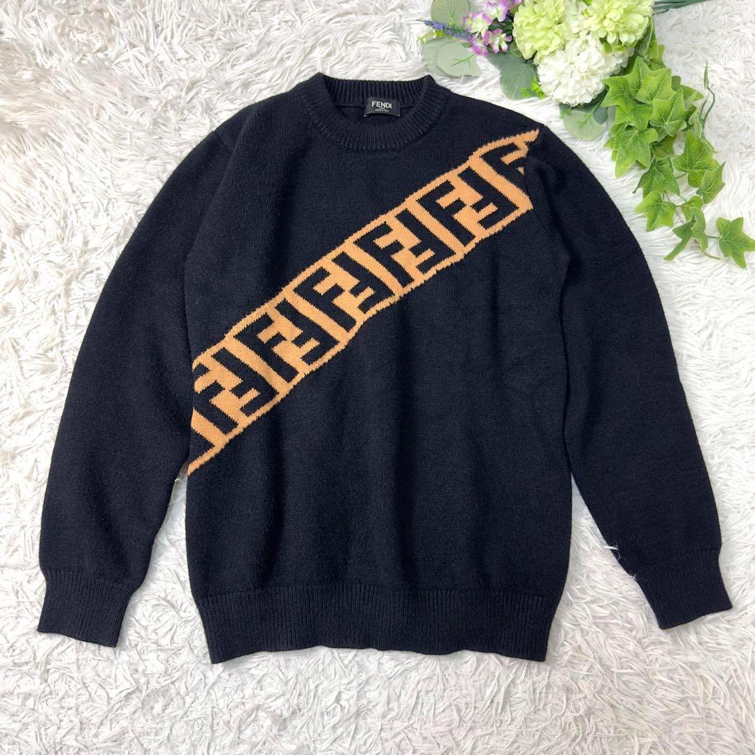 1円 極美品 19AW FENDI フェンディ ダブルFモチーフ ズッカ柄 ロゴ