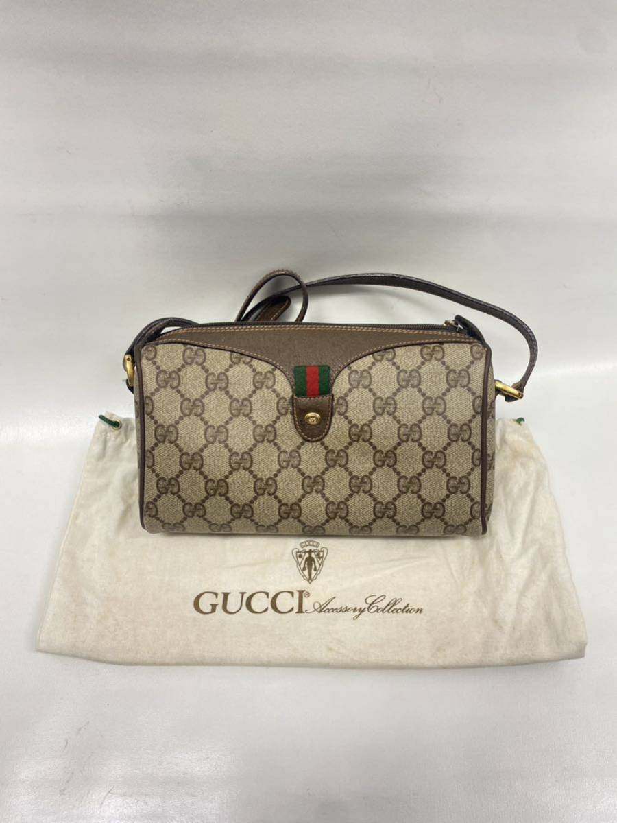 【修復有】GUCCI ショルダーバッグ　斜めがけ　シェリーライン　GG オールドグッチ　GSK112101