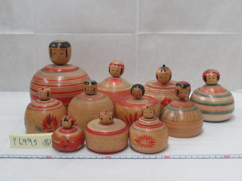 P6995 佐藤好秋 遠刈田系 新山左京 弥治郎系 等 伝統こけし まとめ 民芸品 16