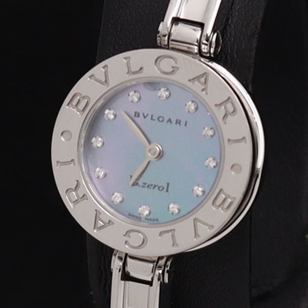 1円 ブルガリ ビーゼロワン BZ22S 12Pダイヤ QZ プッシュ式リューズ ブルーシェル文字盤 バングルウォッチ レディース腕時計 KTR 0060500