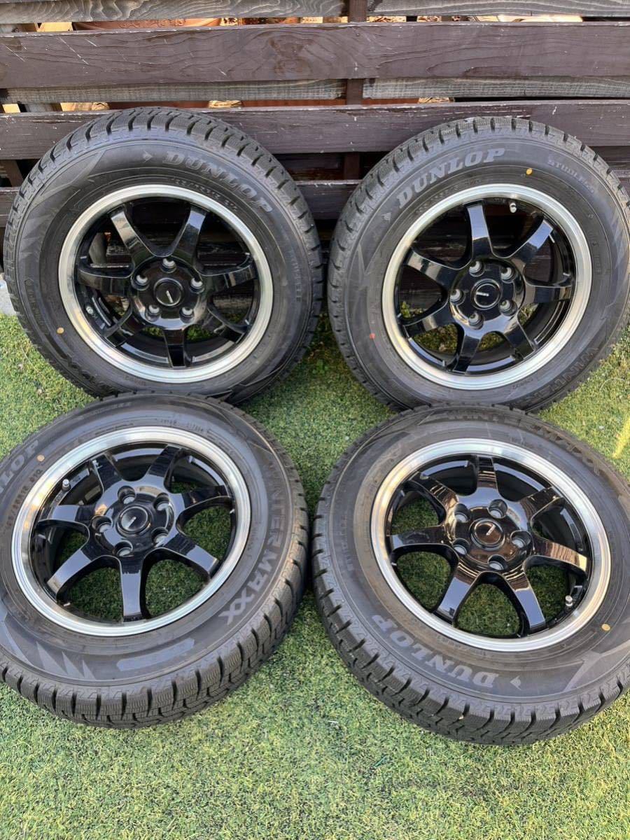 195/65R15★ダンロップWM02★22年製★スタッドレス★アルミホイールセット★114.3 15x6J INSET43★5穴★DUNLOP★セレナ★1BOX