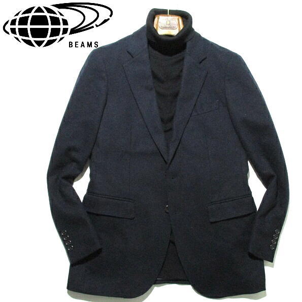 秋冬▼ 美品　ビームス　ウール　テーラードジャケット　BEAMS　Lサイズ　紺　ネイビー　メンズ　2B