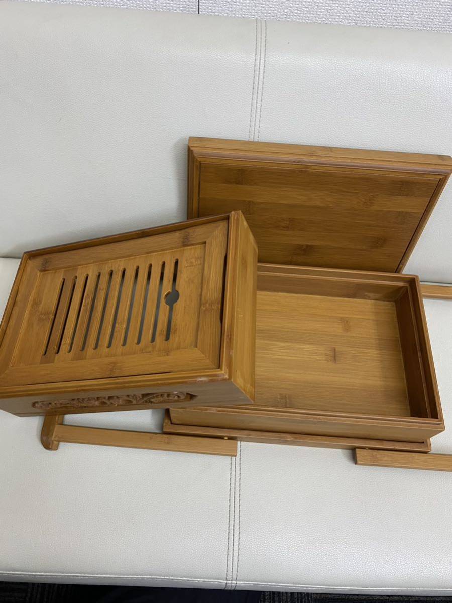 茶道具 木製 木箱 道具 レトロ 菊川茶味 中国茶 台湾茶 茶器収納竹箱