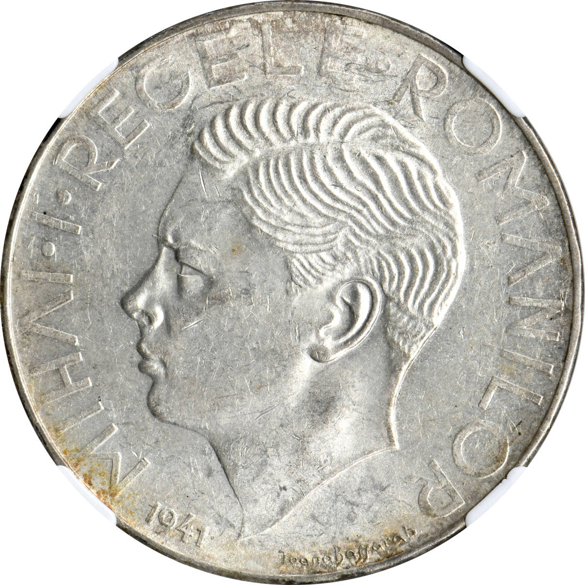 ルーマニア 1円〜【土曜日終了】1941 ルーマニア 500L銀貨 NGC UNC CLEANED 未使用- 世界