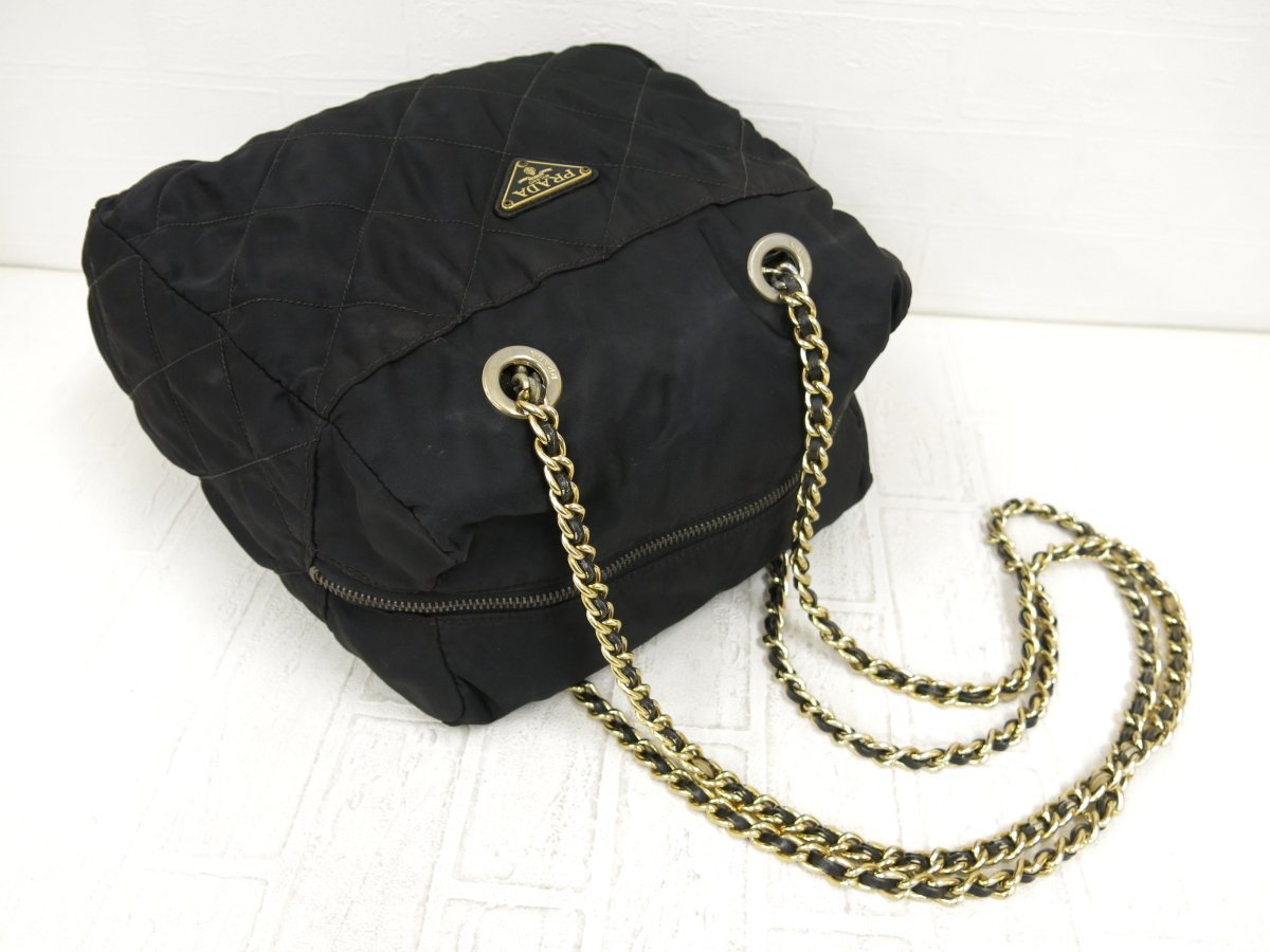 ◇PRADA プラダ◇キルティング◇ナイロン サフィアーノ レザー 本革