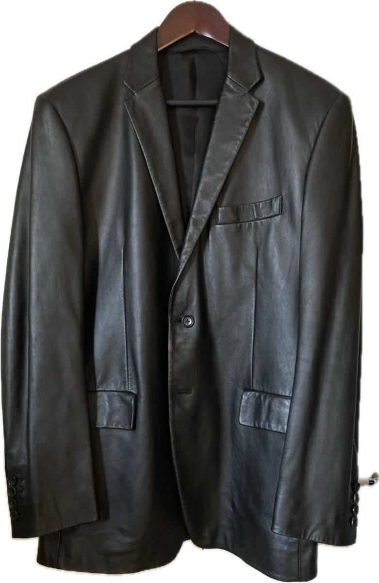 美品◇Calvin Klein CK カルバンクライン ラムレザー テーラード