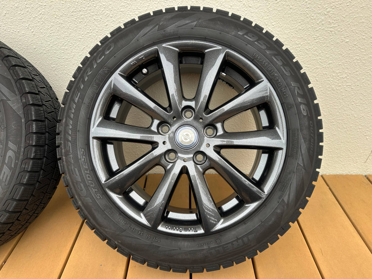 F55 F56 MINI F57 195⁄55R16 スタッドレス ミニクーパー バリ山4本セット > スタッドレスタイヤホイールセット(輸入車用) ミニ3ドア、5ドアのF55、F56、F57などに装着できる16インチ 6.5J 輸入 中古冬タイヤ4本☆BMW BMWスタッドレス MINI(F56⁄F55⁄F57