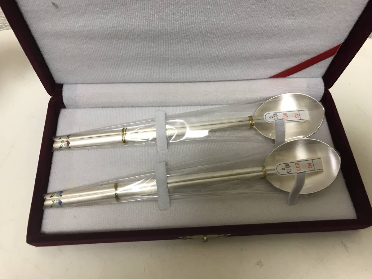 中古 韓国 銀 箸とスプーンのセット AG800刻印 中古 韓国 銀 箸とスプーン