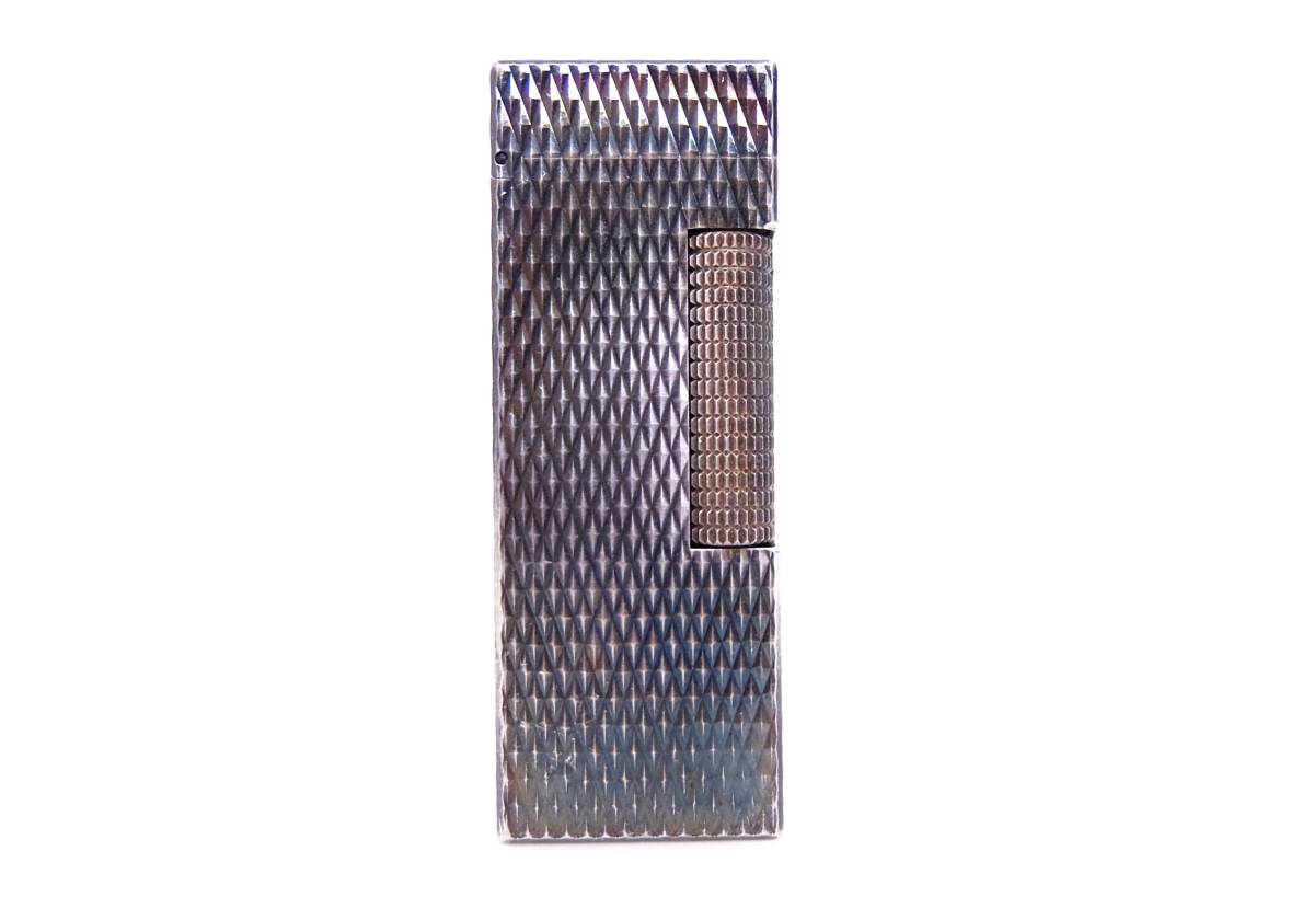 dunhill ダンヒル ローラ ライターシルバー色クロスカットオーバーホール済 dunhill ダンヒル ガスライター シルバー 銀 スクエア 四角 ローラー