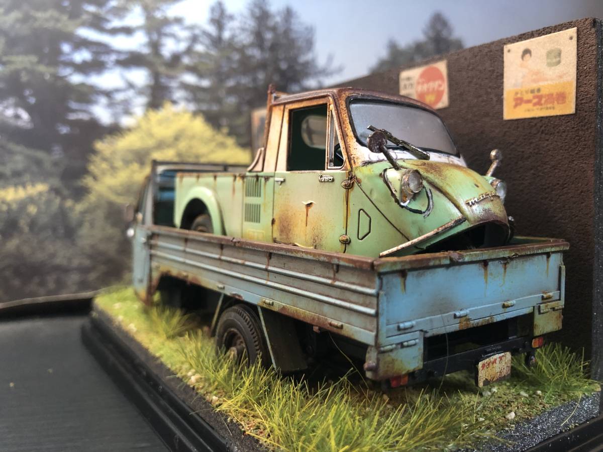 旧車 1⁄32 昭和レトロな風景 ダイハツ CM10T K360 ジオラマ完成品ケース