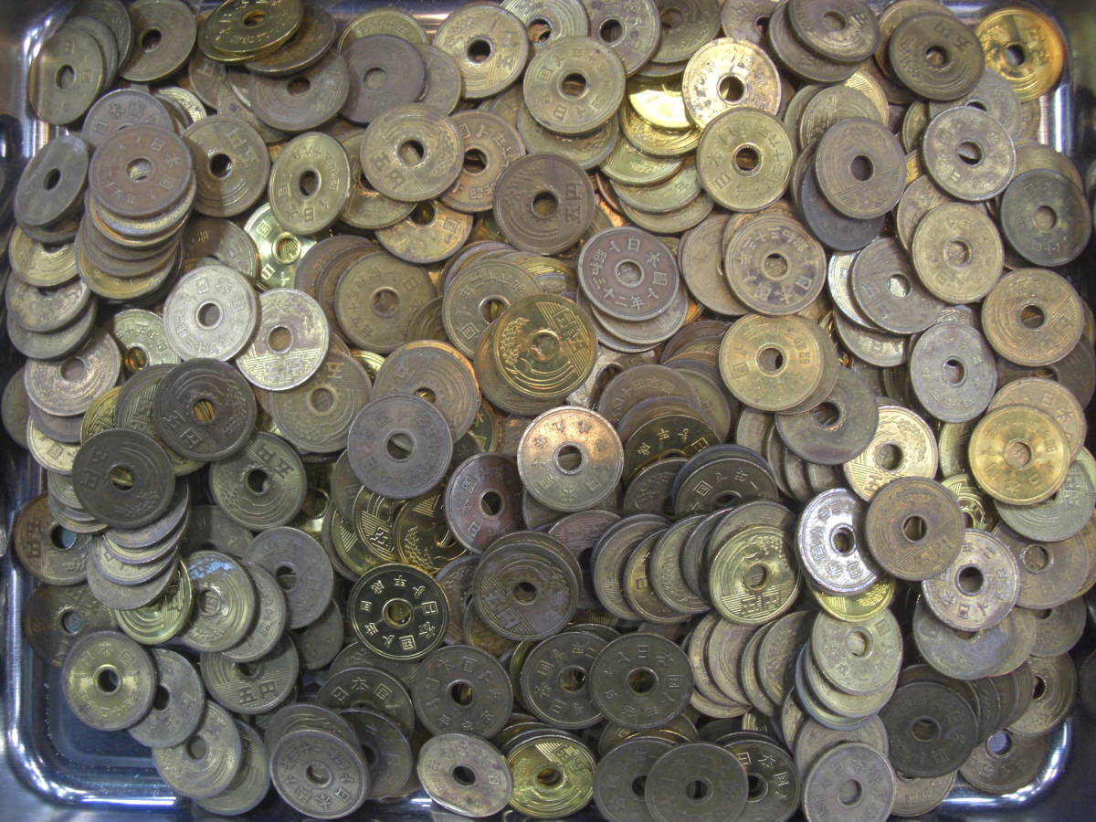 ♪お宝品　旧字体 ５円硬貨　昭和24 楷書体　ゴシック体 コインアルバム MINT 貨幣セット　バラし品　他　約1643ｇ　 貴重 レア 5円黄銅貨 - |