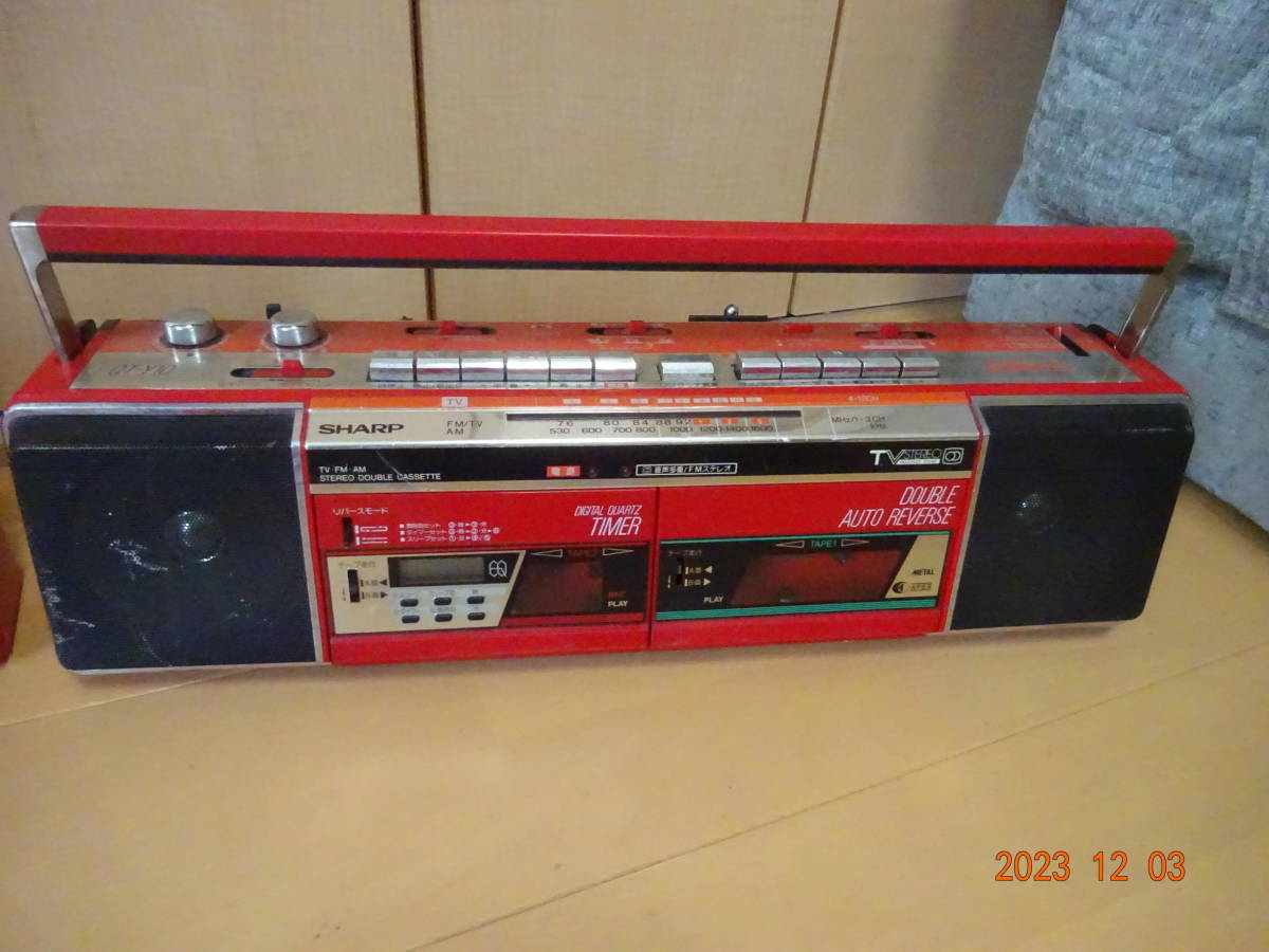 SHARP ラジカセ シャープ QT7-DX レッド (R) - 昭和レトロ ステレオ