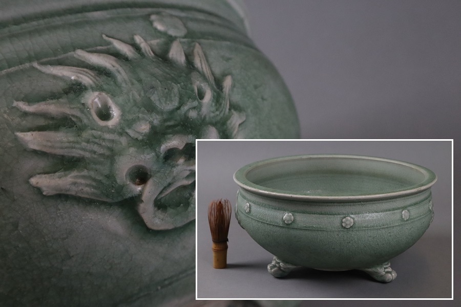 品質保証，新作 中国美術 時代 青磁三足香炉 幅33cm 香道具 唐物 細密細工 古美術品 b1286(青磁)｜売買されたオークション情報、yahooの商品情報をアーカイブ公開 - オークファン 骨董陶磁器一般