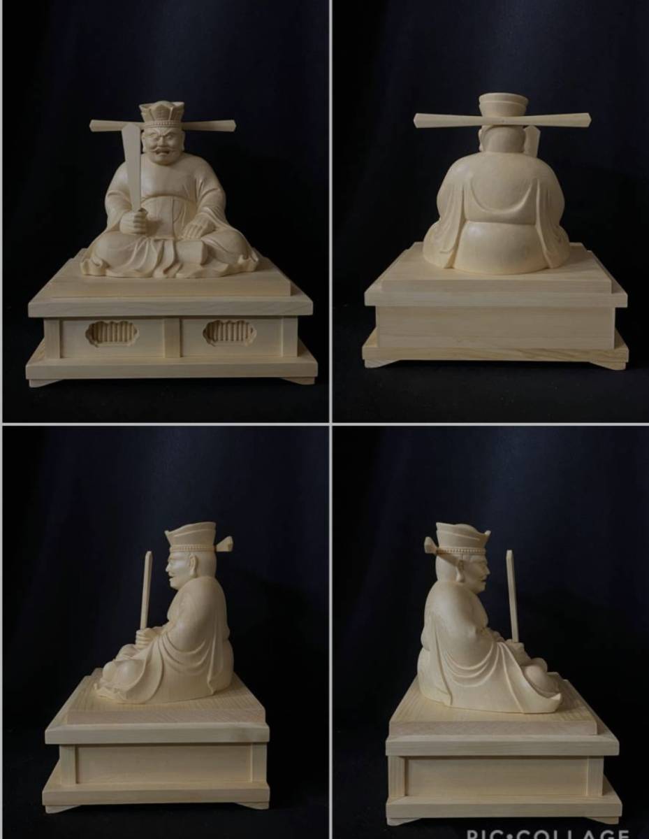井波彫刻　総檜材　仏教工芸品　木彫仏像　仏師手仕上げ品 地獄の主　閻魔大王座像 井波彫刻総檜材仏教工芸品木彫仏像仏師手仕上げ品 地獄の主閻魔大王座像