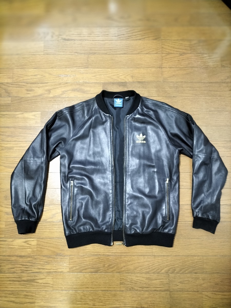 adidas アディダス ラム レザー ジャケット BLACK