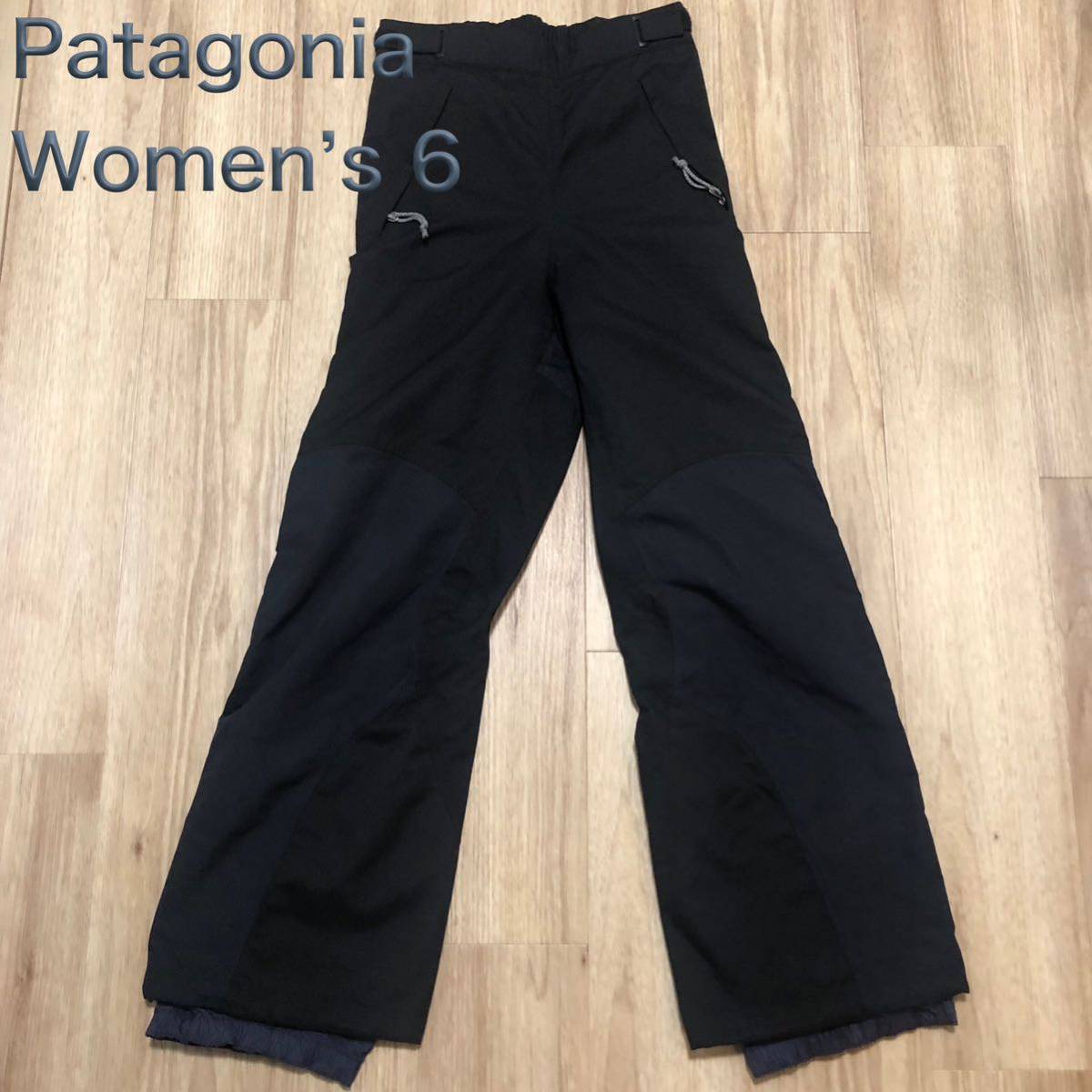 90s 【送料無料】Patagoniaスノーパンツ黒 レディース6サイズ