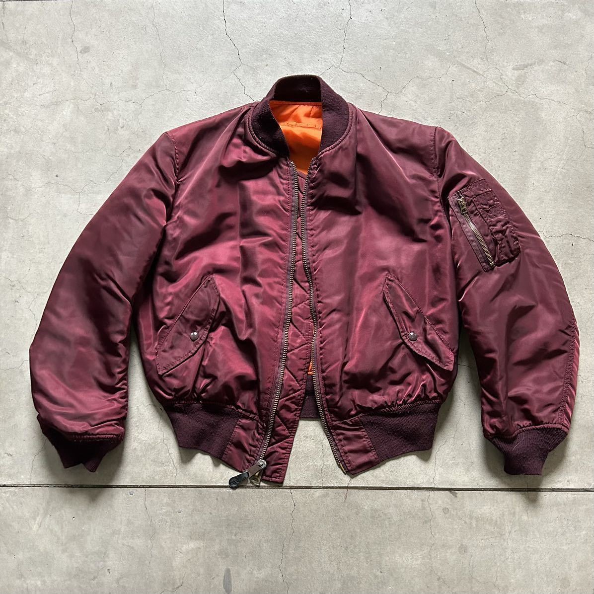 古着 Ma-1 ma1 フライトジャケット / ALPHA アルファ アメリカ製 USA製 size L相当 バーガンディー
