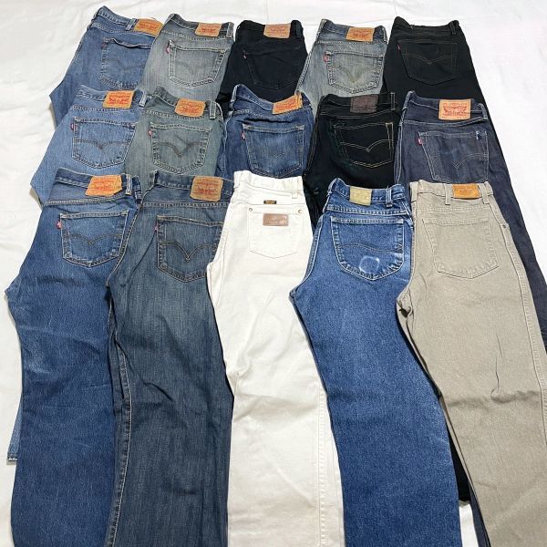 15本 リーバイス 501 505 Lee ラングラー ランズエンド ブランドMIX カラー デニムパンツ ジーンズ 古着卸 アメリカ古着 まとめ売り set