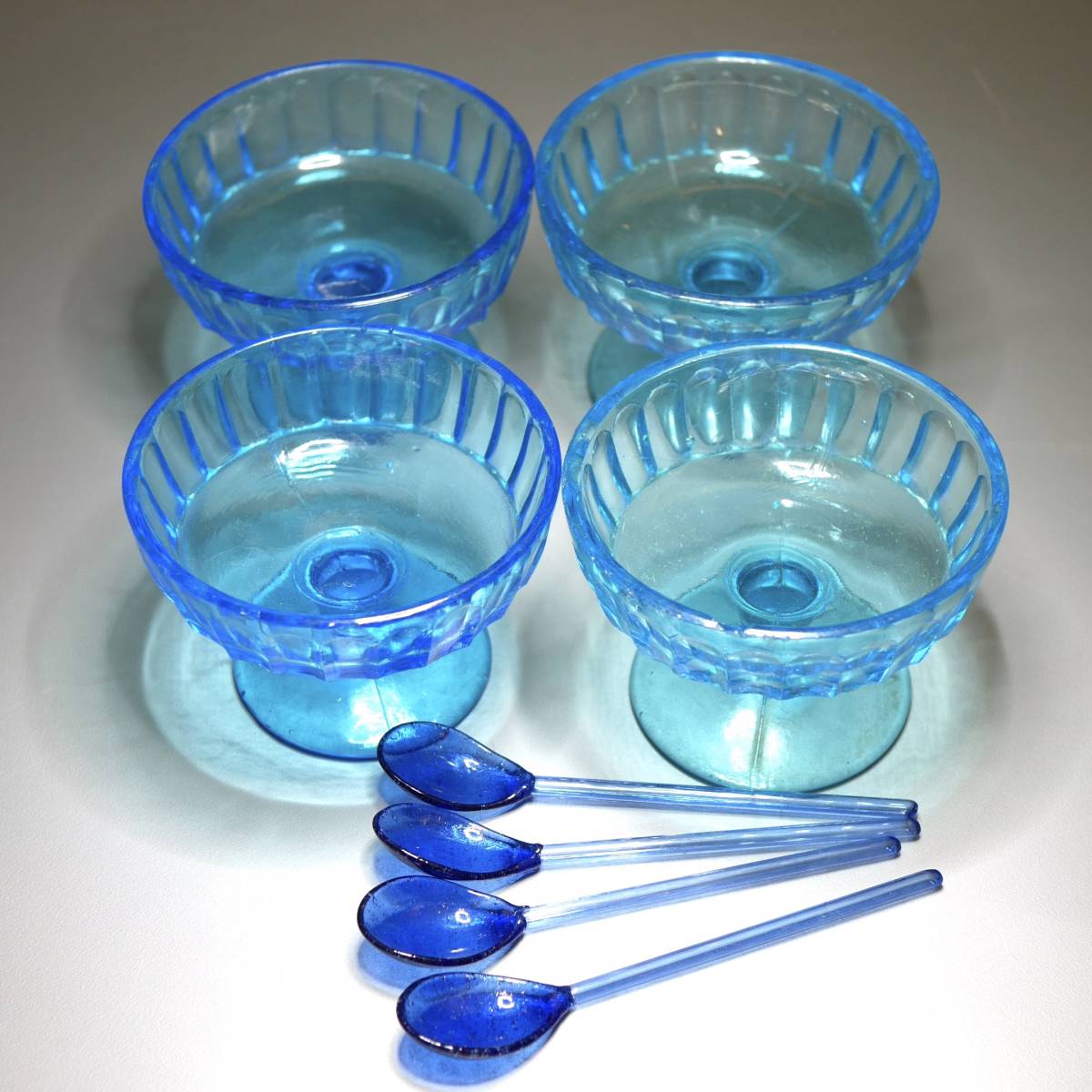レトロ ◇ 当時物 ブルーガラス まとめて 氷コップ コップ グラス