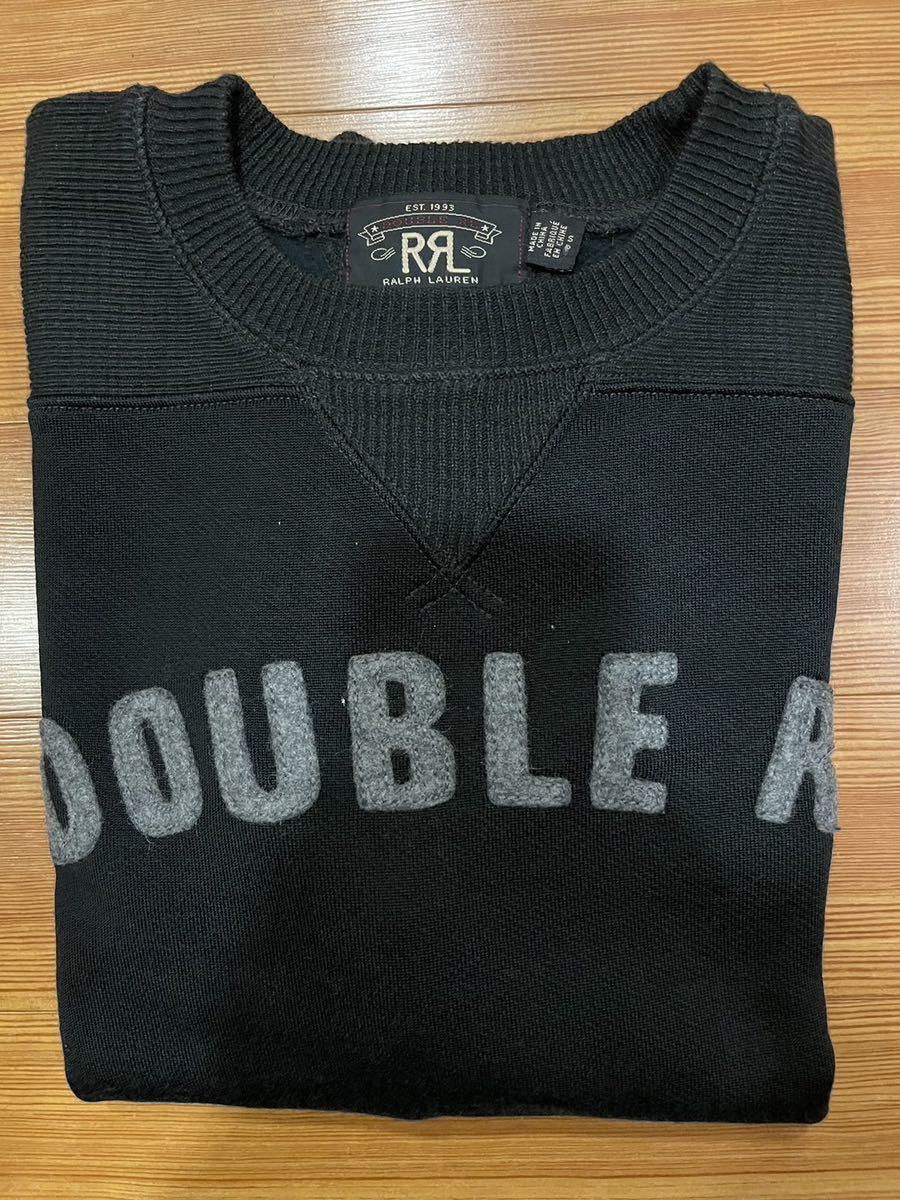 美品 RRL 両Vロゴ スウェット パッチワーク ダブルアールエル ブラック