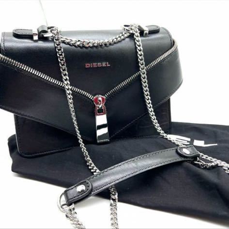 美品】DIESEL ディーゼル チェーンショルダーバッグ 黒 2way 現状品 
