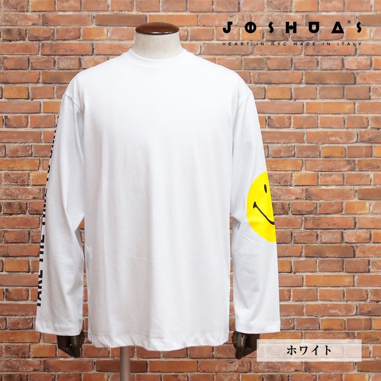 1円/22-23AW/Joshua SANDERS/Lサイズ/ロンT JS32B10087 ロゴ＆スマイルマーク かわいい ストリート 長袖 新品/白/ホワイト/hb293/