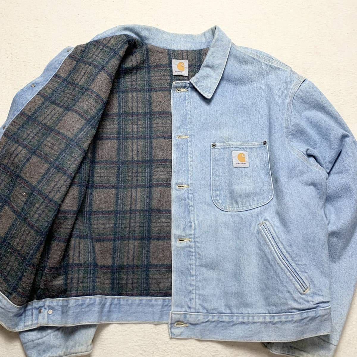 希少2XL 80s カーハート Carhartt デニムジャケット ダック地 Gジャン 