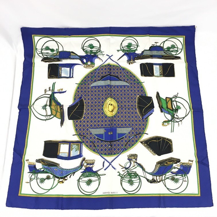 HERMES　エルメス　カレ90　折畳み式幌の馬車 【BLAR3011】