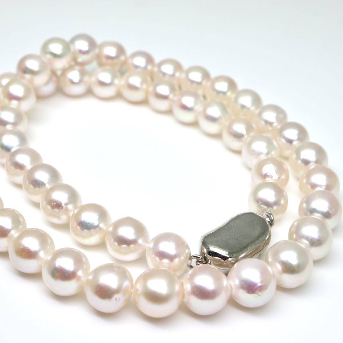 大玉!!◆アコヤ本真珠ネックレス◆D 約42.1g 約43.0cm 8.0-8.5mm 真珠 パール pearl ジュエリーjewelry necklace ED0/EF0