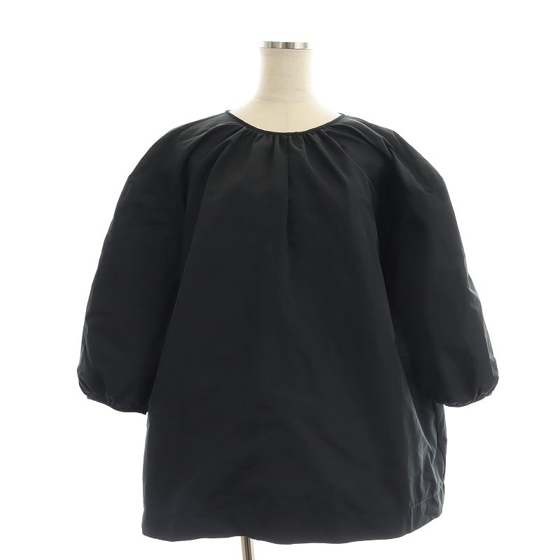 ロシャス ROCHAS クルーネック ブラウス 八分袖 バックリボン プルオーバー 40 黒 ブラック /HS ■OS レディース