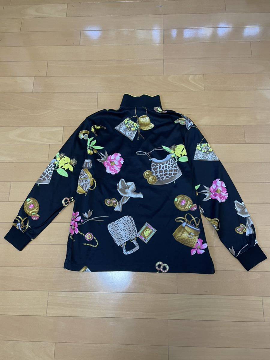 LEONARD SPORT レオナール スポーツ 長袖ポロシャツ 総柄 ブラック