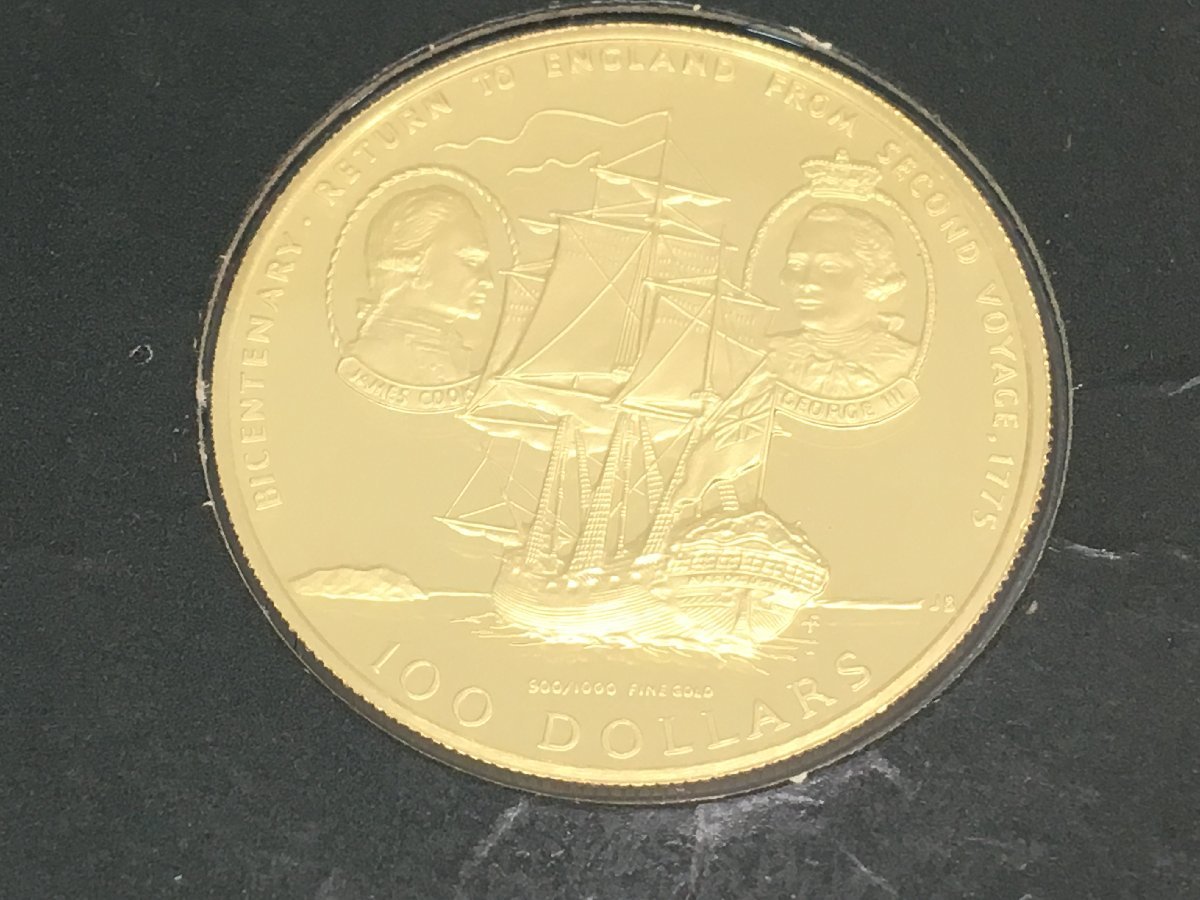 ◇ クック諸島 エリザベス2世 1975年 100ドル 金貨 中古UW120580