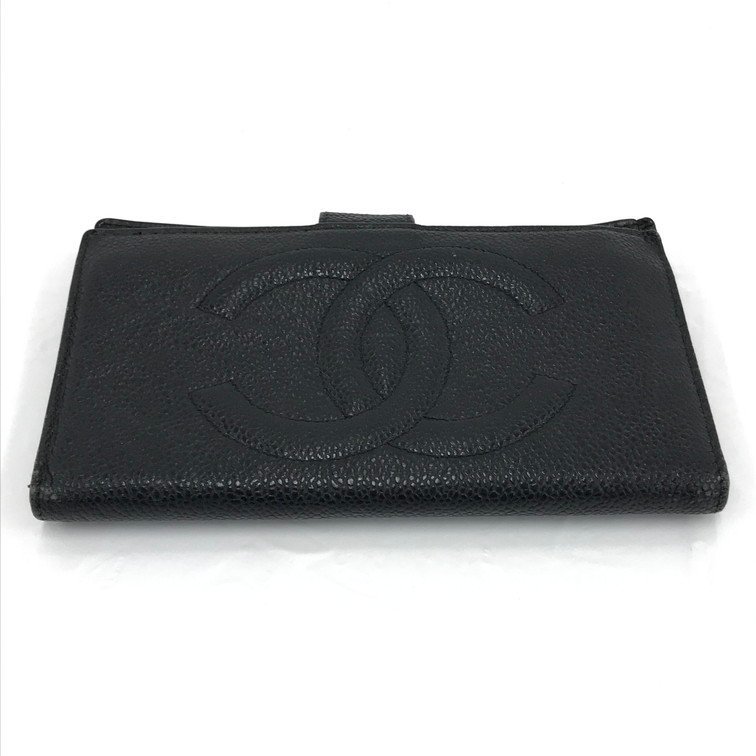 6543CHANEL シャネル CHANEL 財布 ソフトキャビアスキン 黒 チェーン