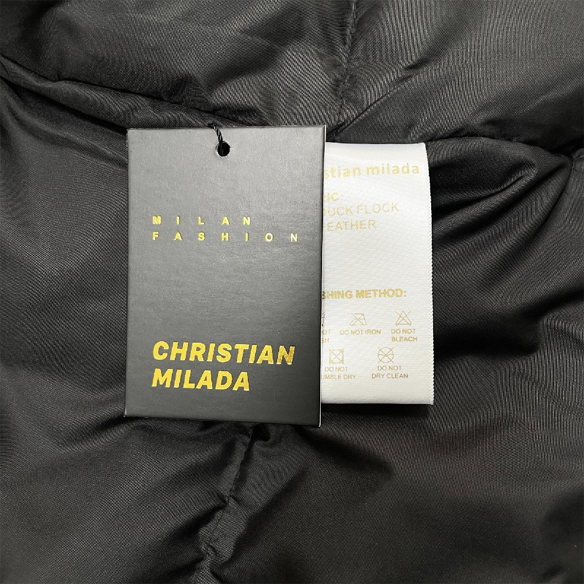 定価9万★christian milada・ミラノ発・ダウンジャケット★ダックダウン90％ 上質 厚手 防寒 快適 ロング丈 無地 アウター 女性 M/36サイズ