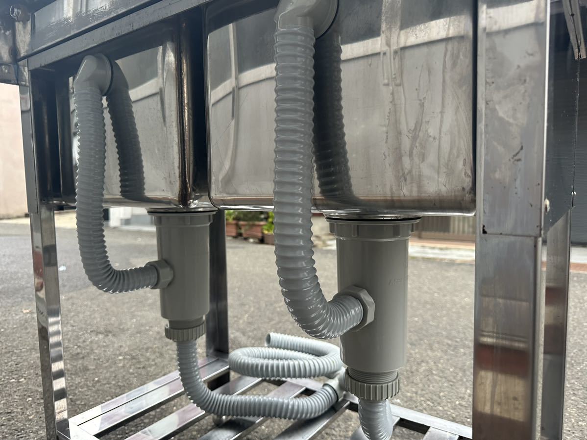 業務用 SENDA 2槽シンク 2口蛇口付き 幅750×奥450×高さ800+90(mm