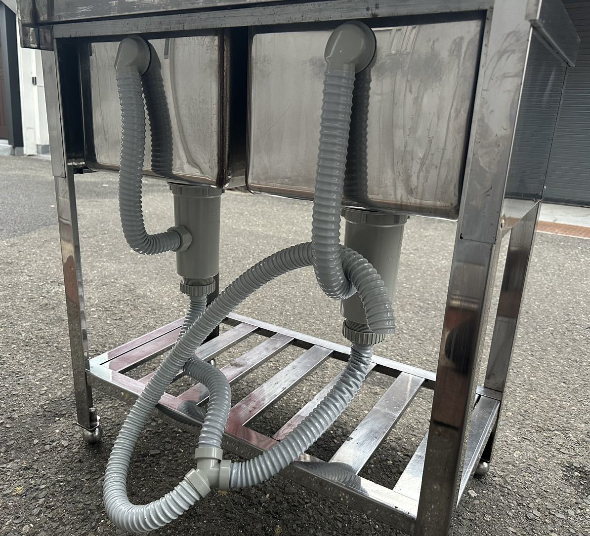 業務用 SENDA 2槽シンク 2口蛇口付き 幅750×奥450×高さ800+90(mm 業務用 SENDA 2槽シンク 2口蛇口付き 幅750×奥450×高さ800+90(mm
