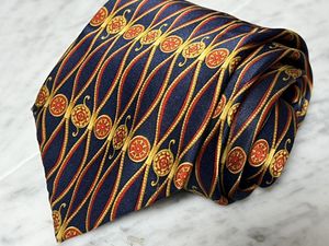 999円～ LANVIN ネクタイ ネイビー系 マルチカラー 総柄 (B5)