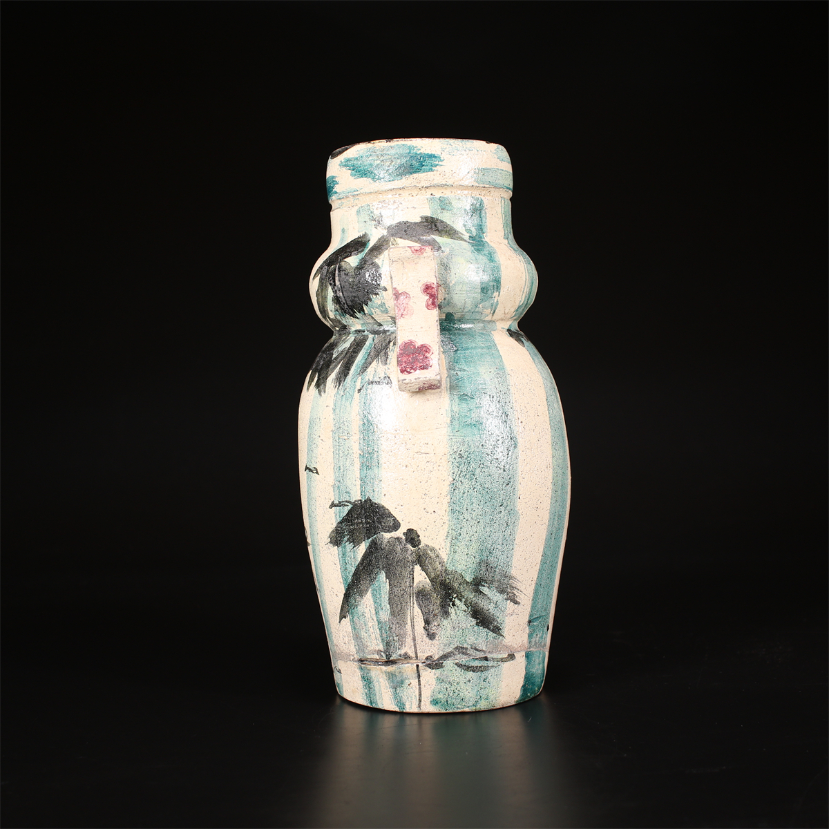 CF181 江戸期 京焼名工 【尾形乾山】作 双耳 花瓶／古山子鑑定箱付