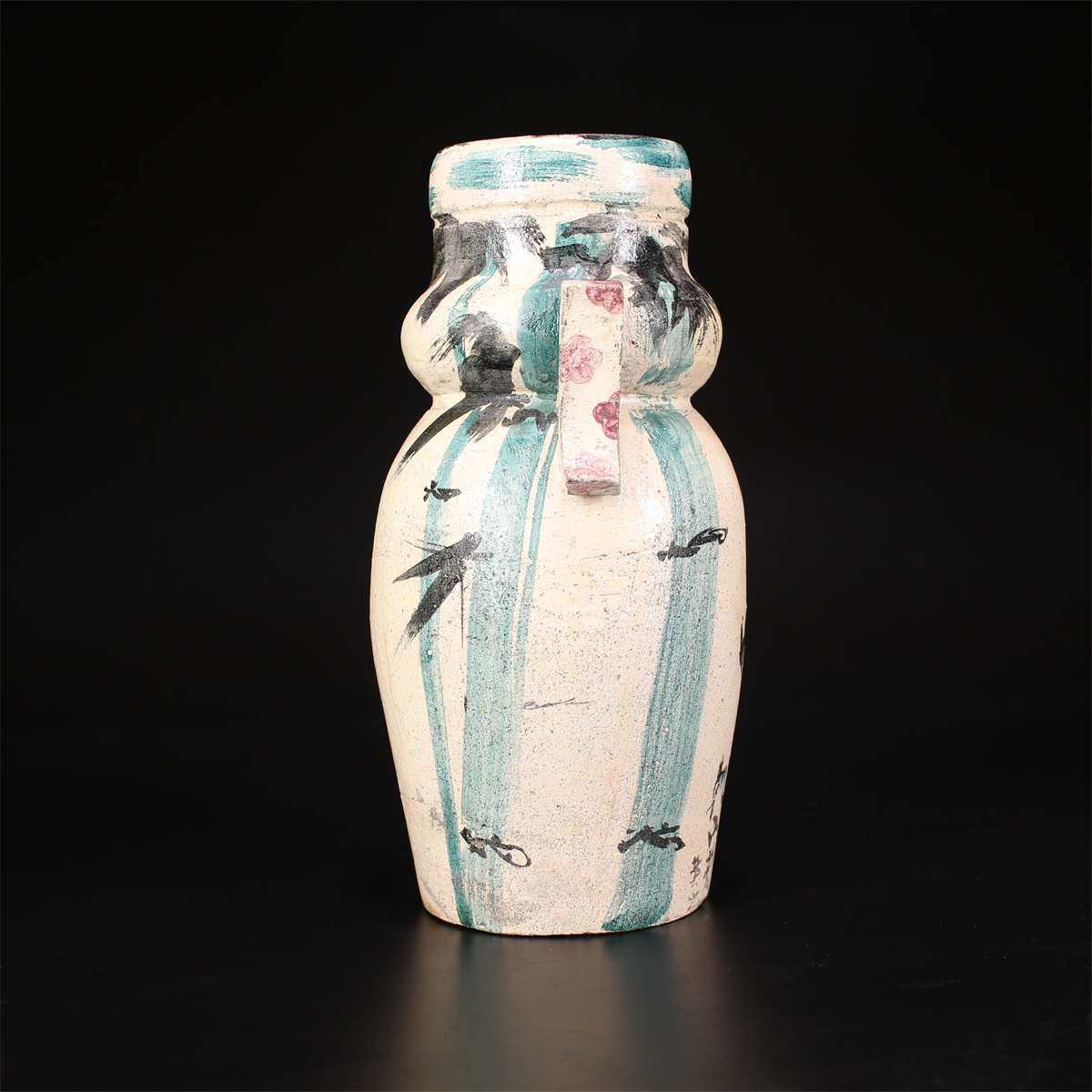 CF181 江戸期 京焼名工 【尾形乾山】作 双耳 花瓶／古山子鑑定箱付