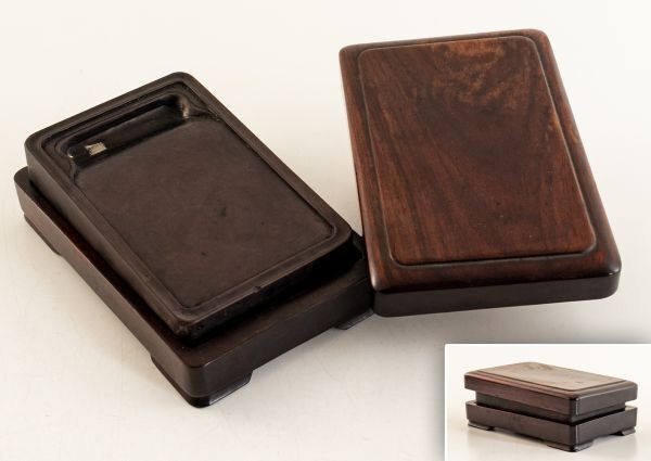 中国 唐物 端渓 硯 硯重さ約922ｇ　ケース付　中国　清朝　書法　古玩　老坑 文房四宝 書道具_1