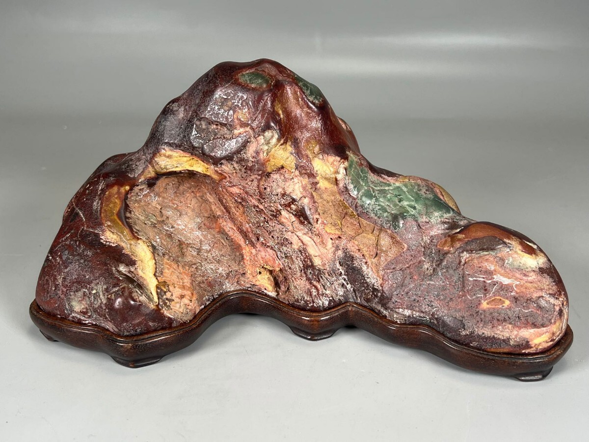 R0747 重要水石 会津 只見川石 鑑賞石 水石 盆石 原石 高約12cm 幅約