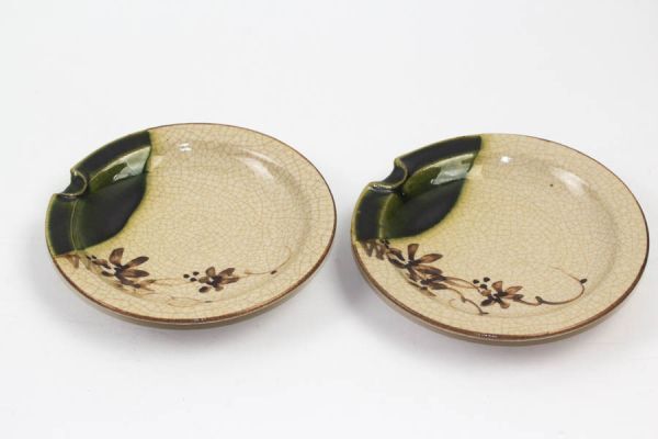 赤津焼 六兵衛窯 織部鉄線花文 コーヒー碗 皿 カップ＆ソーサー3客+ソーサー2客 セット #18655_8