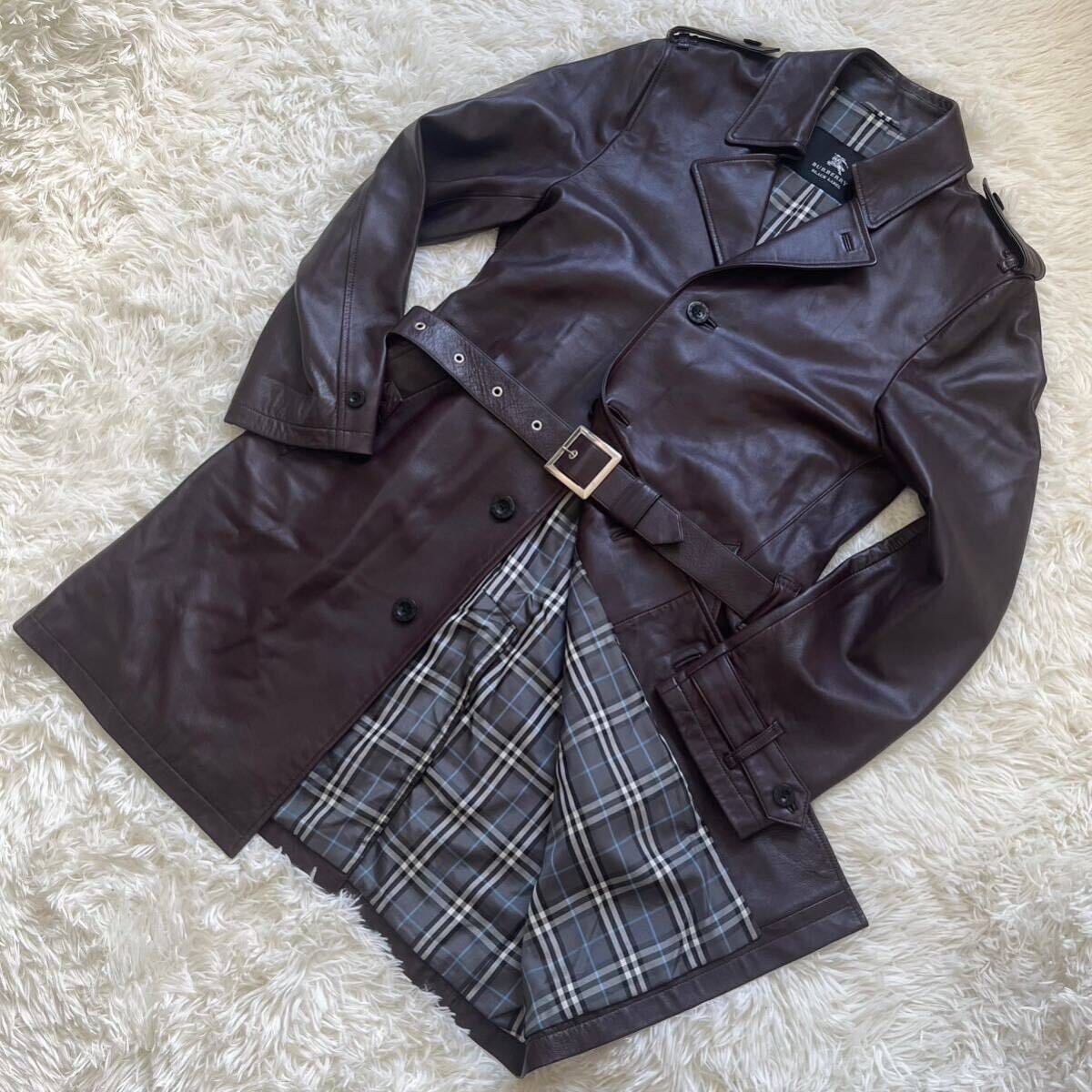 レディース BURBERRY レザージャケット ノバチェック 本革 シープスキン L