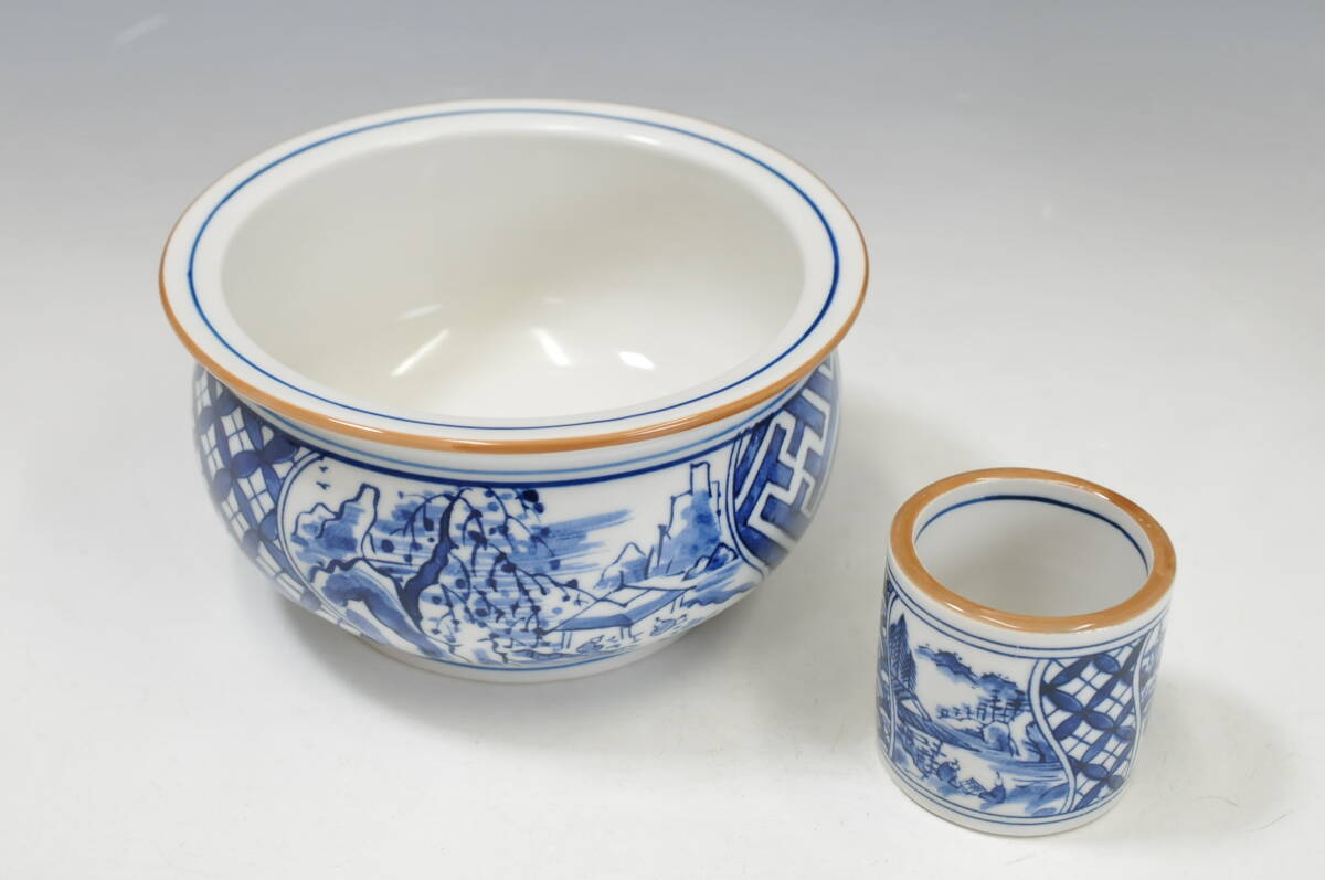 真作】 西尾瑞豊 造 『染付祥瑞 皆具』 共箱 茶道具 0308004-5(陶磁