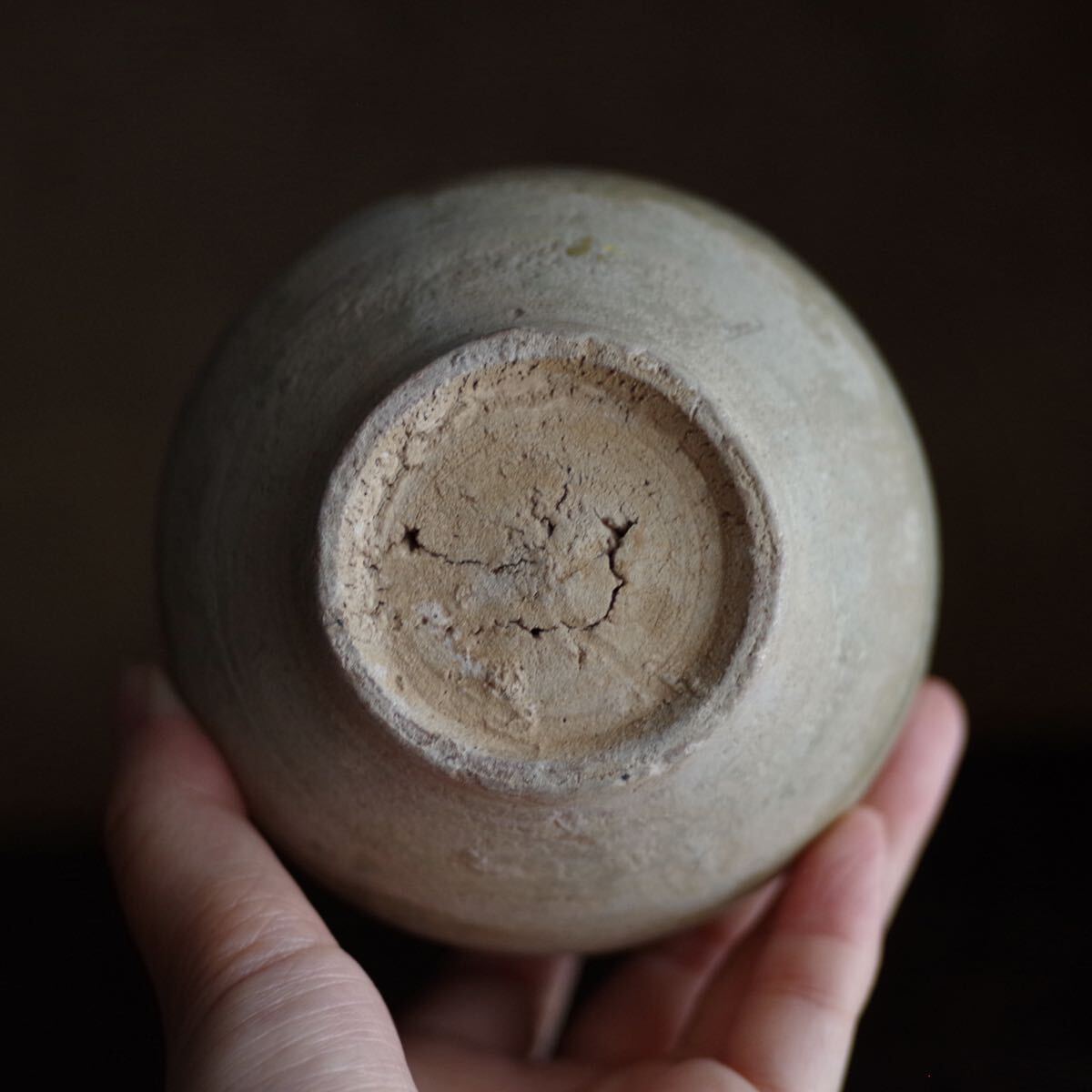 希少】粉青砂器陰刻輪線文徳利 高麗~李朝初期 堅手 青磁 酒器 花器