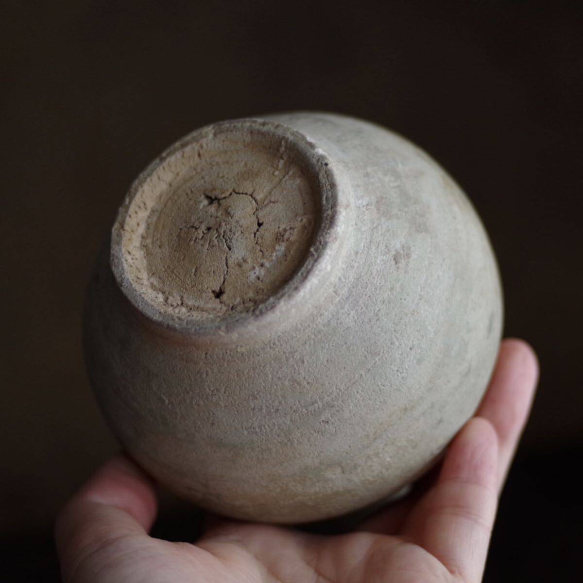 希少】粉青砂器陰刻輪線文徳利 高麗~李朝初期 堅手 青磁 酒器 花器