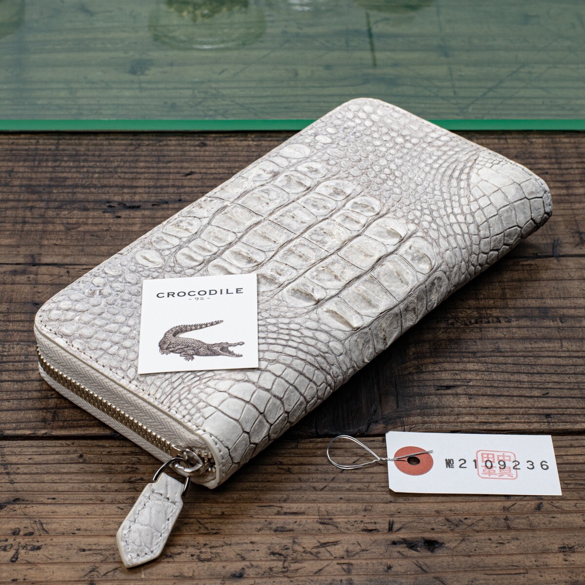 実物撮影】新品 一枚革 クロコダイル メンズ 長財布 ラウンド