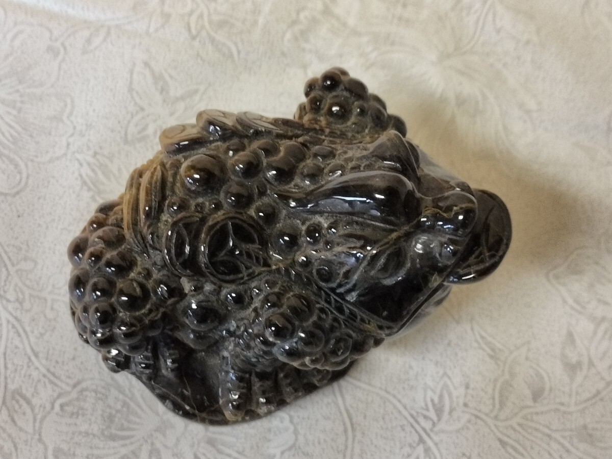 A15宝石品質の三本足の蛙（金蟾） 三脚蛙 虎目石 タイガーアイ 珍品