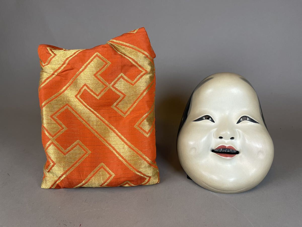 在銘 甚喜 能面 お面 小面 神楽面 狂言面 木彫 狂言 壁掛け 壁掛 面袋 _1